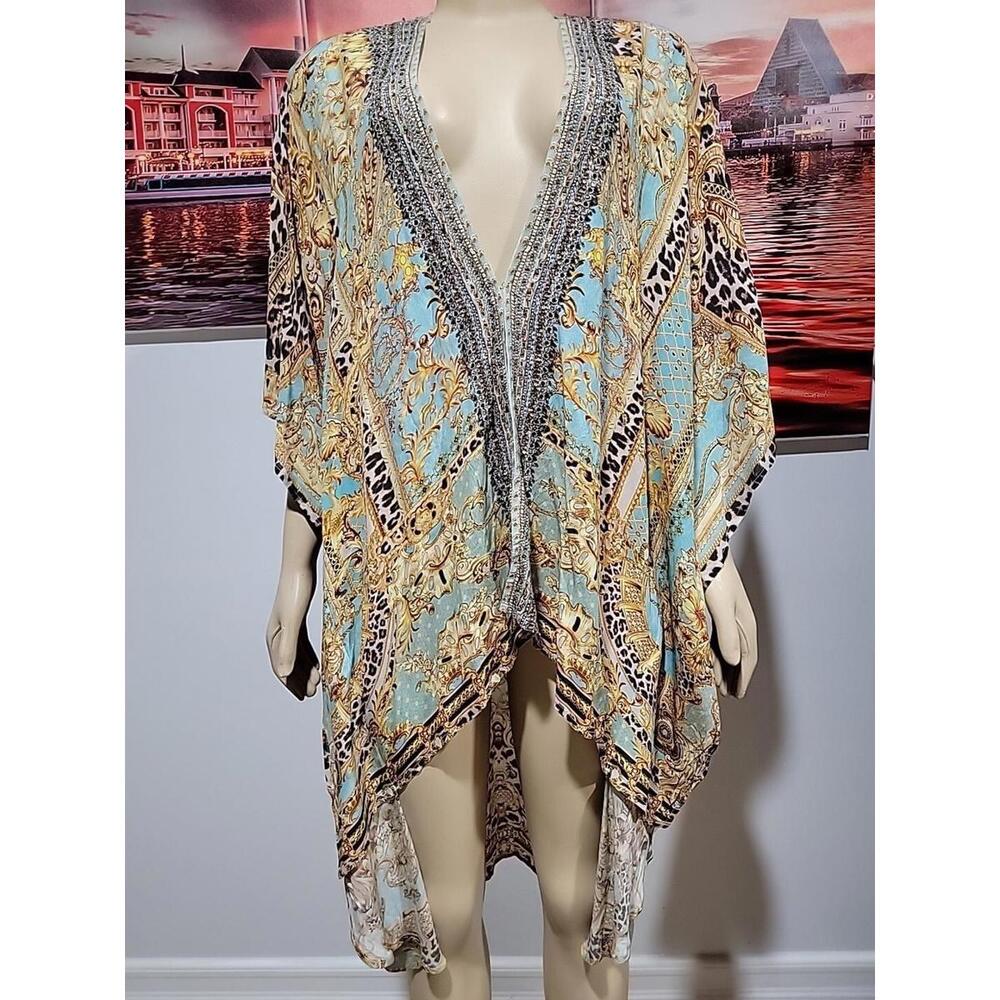 TRUE COLOURS La Moda Clothing Kaftan BAROQUE Rhinestones Cover Up Dress OS NWT#5